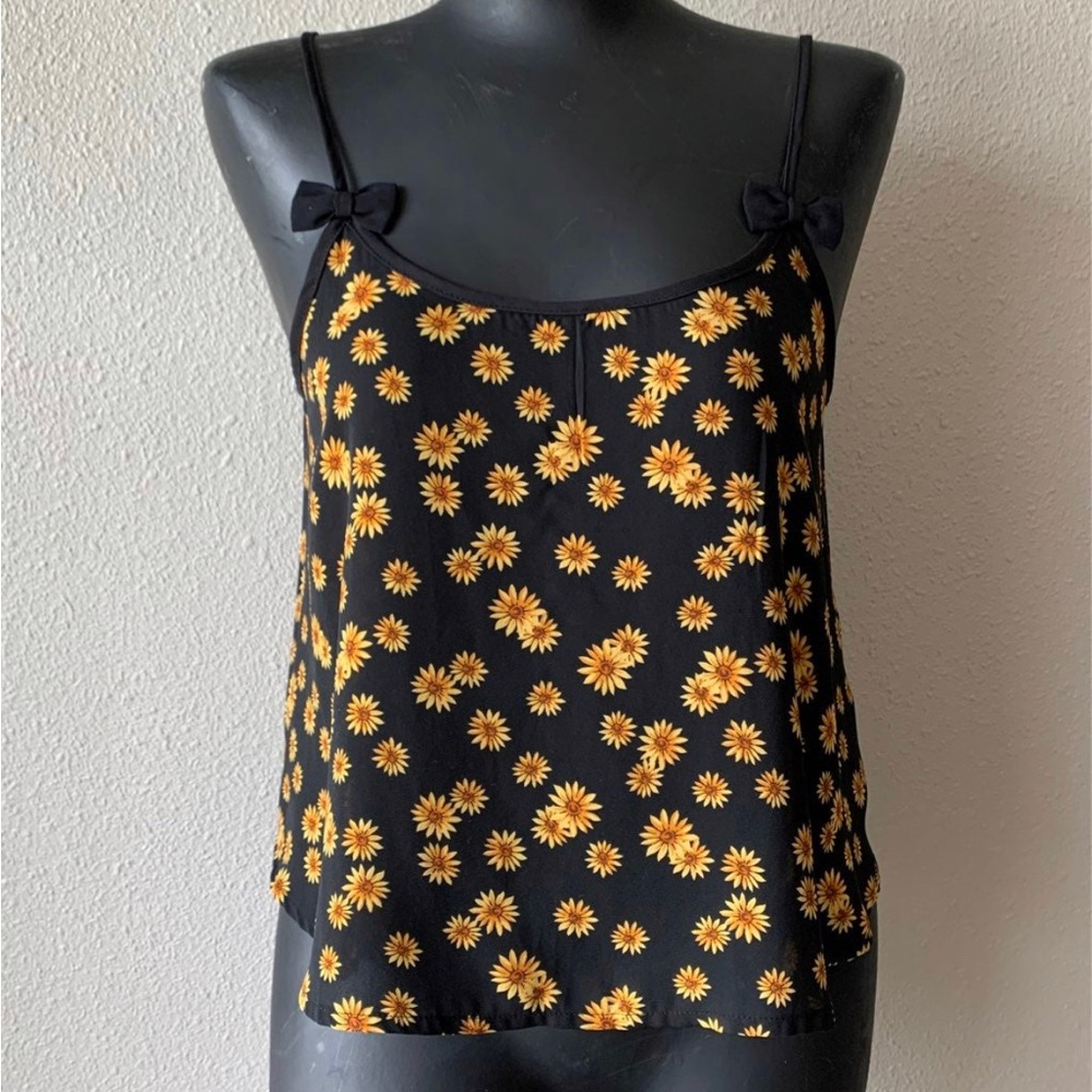 Black Size Small Adjustable Sunflower Tank Top